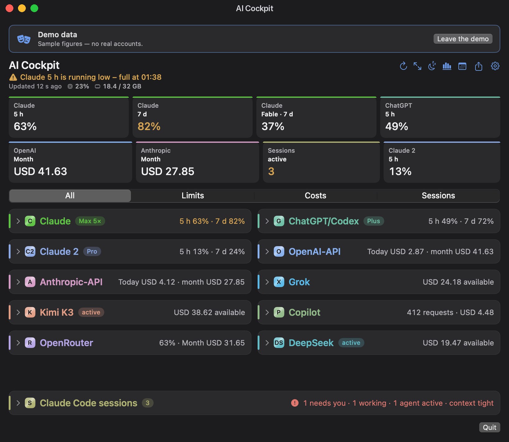 Compact view with collapsed cards